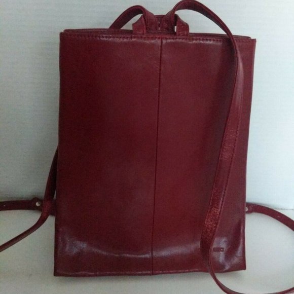Claudio Ferrici Red Backpack Leather Adjustable Italian Bag - Picture 1 of 10